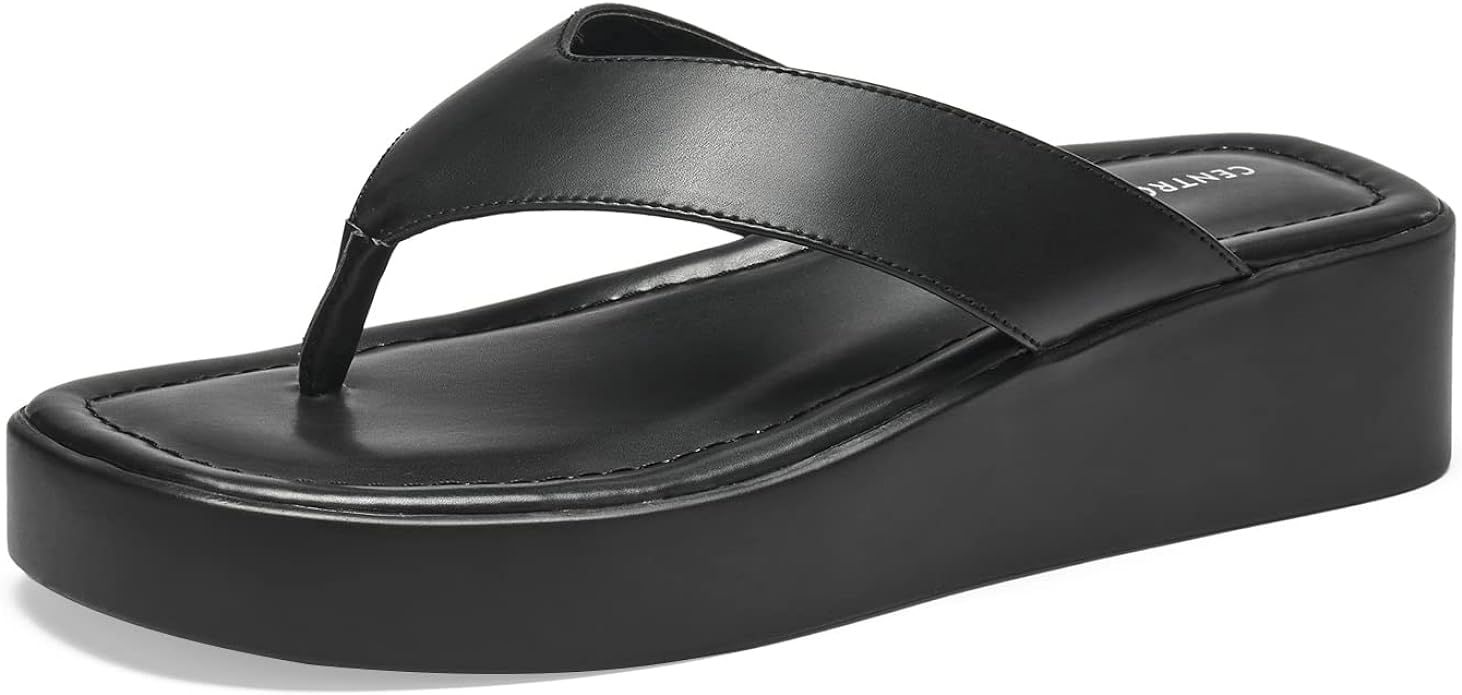 CentroPoint Women's T-strap Thong Platform Sandals Fashion Light weight Wedge Flip Flops Slip On ... | Amazon (US)