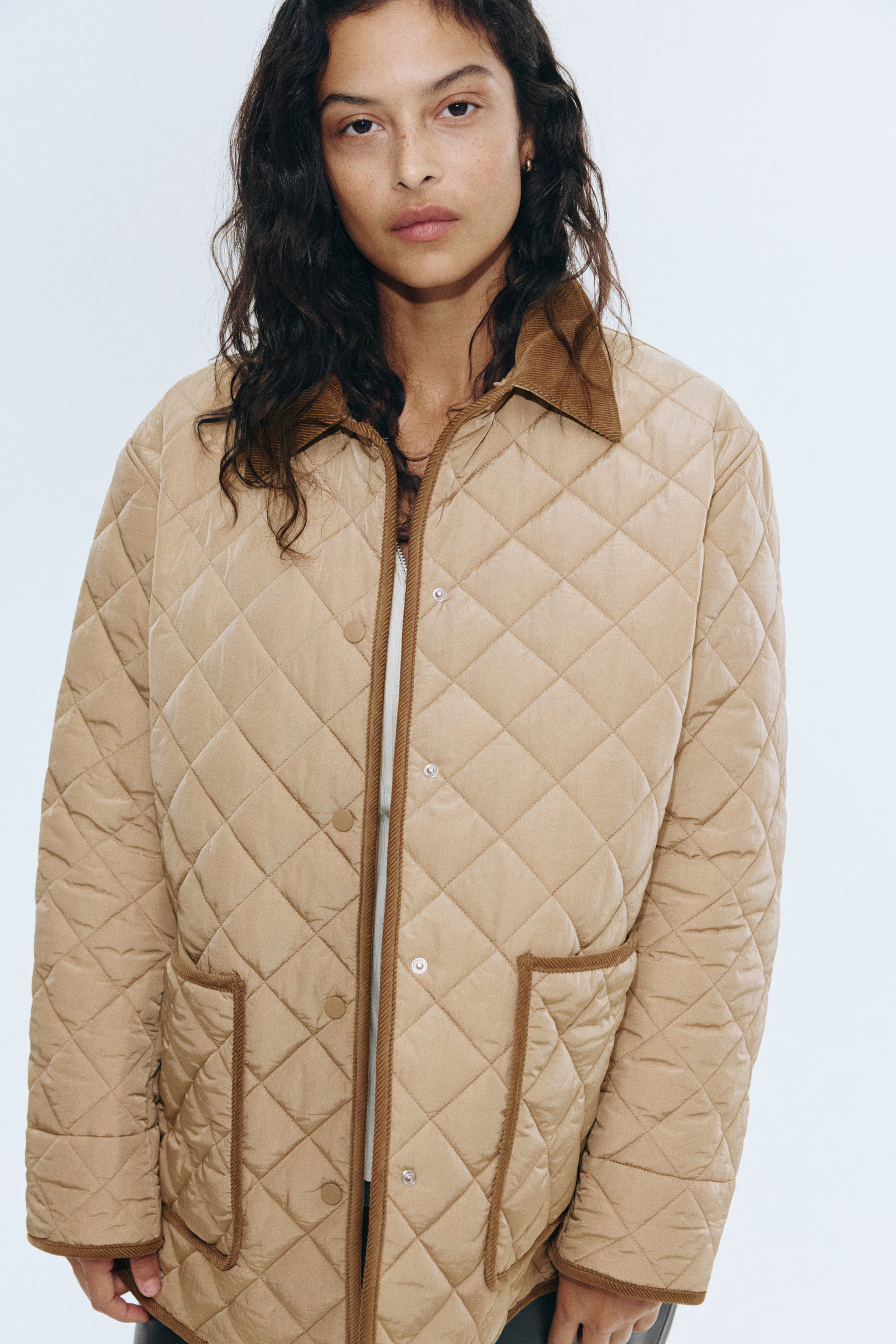 Quilted jacket - Beige - Ladies | H&M GB | H&M (UK, MY, IN, SG, PH, TW, HK)