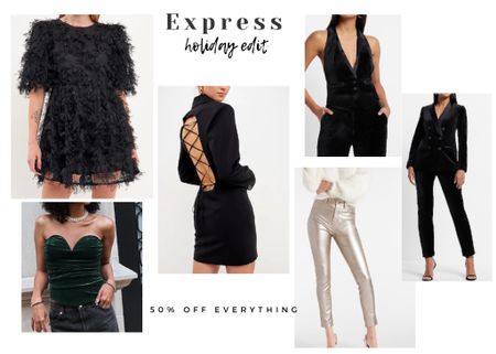 Festive holiday party dresses and outfits and great gifts for her and gifts for him. 50% off at express during the Black Friday cyber sale 

#LTKsalealert #LTKstyletip #LTKHoliday