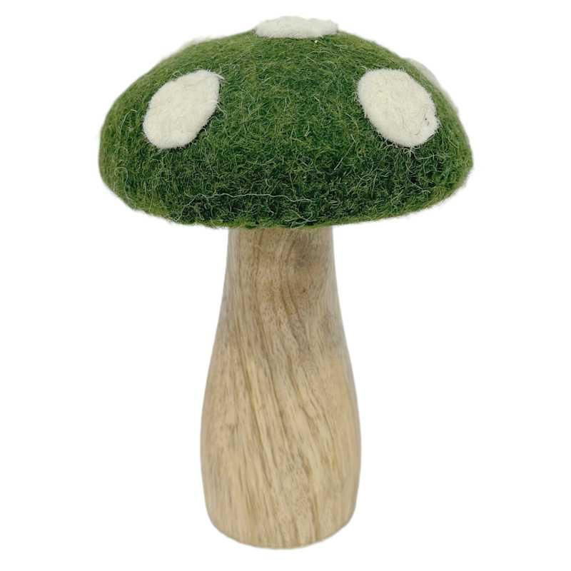 Wooden Mushroom with Green Felt, 6" | At Home