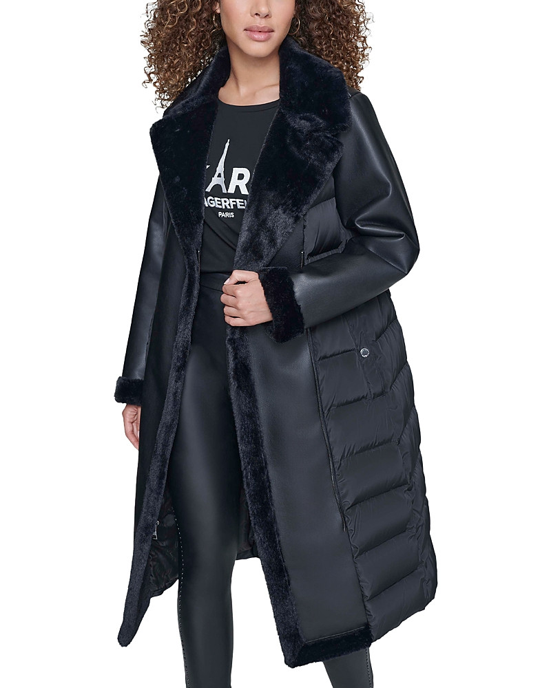 Karl Lagerfeld Paris Mixed Media Puffer Coat | Bloomingdale's (US)