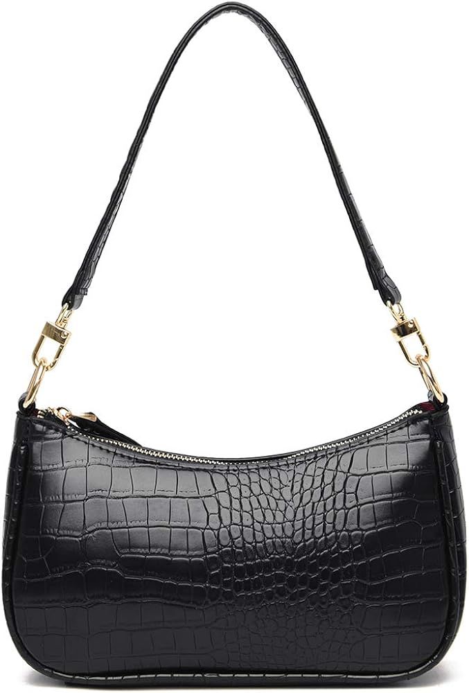 Amazon.com: Women Shoulder Bags Retro Crocodile Purse Classic Clutch Shoulder Tote Handbag with Z... | Amazon (US)