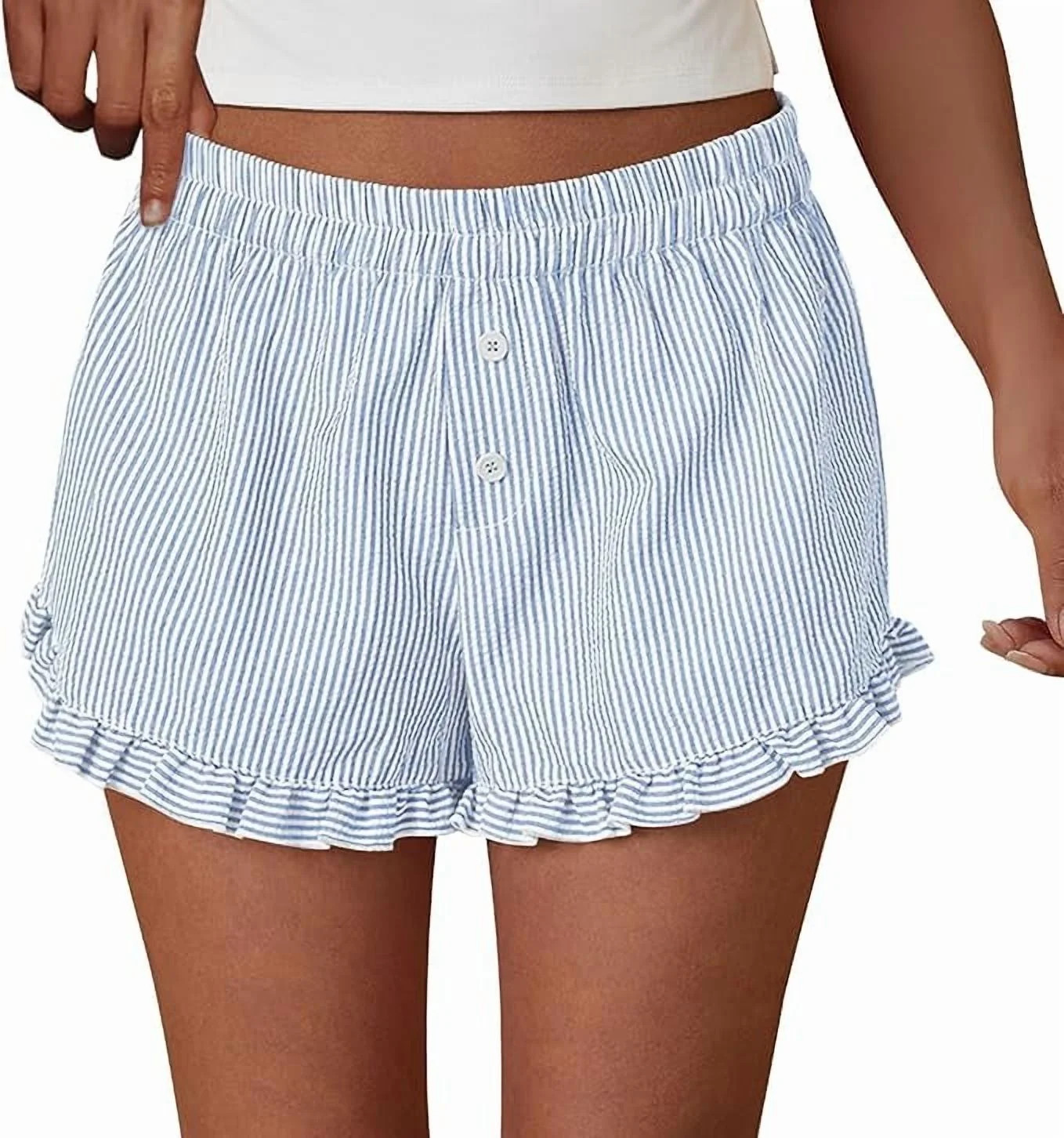 PRETTYGARDEN Womens Boxer Shorts Y2K Ruffle Shorts Summer Spring Lounge Striped Casual Beach Bott... | Walmart (US)