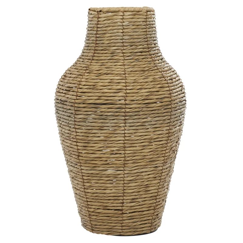 Ziegler Brown Faux Seagrass Handmade Tall Woven Floor Vase | Wayfair Professional