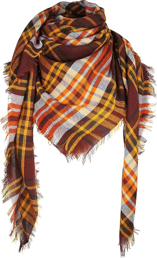 Women's Fall Winter Scarf Classic Tassel Plaid Tartan Warm Soft Chunky Large Blanket Wrap Shawl S... | Amazon (US)