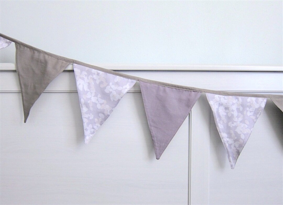 8 Flags Bunting, Nursery Bunting, Mauve Flag Garland Mauve Floral and Solid Taupe - Etsy | Etsy (US)