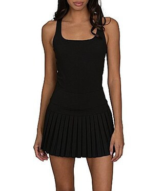 GOLD HINGE Scoop Neck Sleeveless Criss-Cross Back Pleated Tennis Dress - L | Dillard's