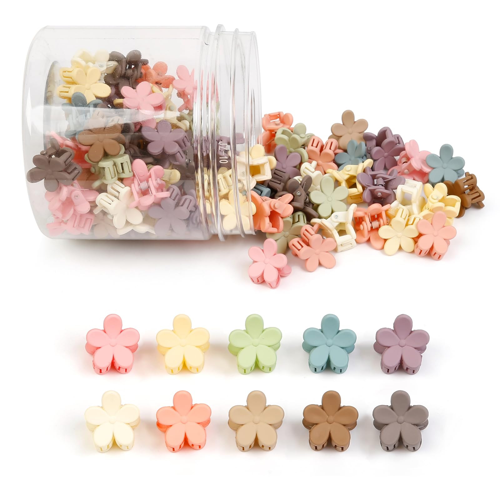 100Pcs Colorful Mini Flower Hair Clips, TEBIEKOY Baby Hair Clips Mini Claw Clips Cute Jaw Clips H... | Amazon (US)