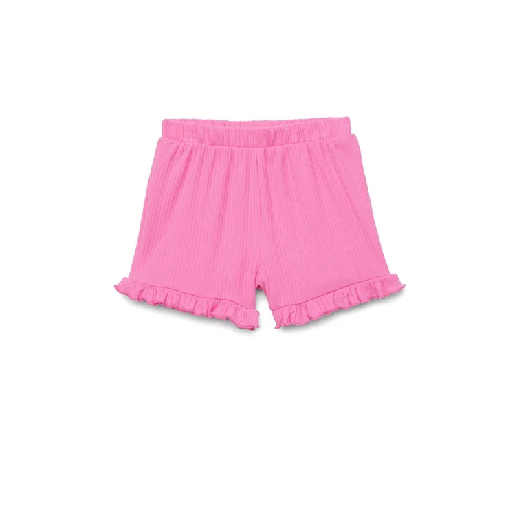 Garanimals Toddler Girl Ruffle Solid Rib Shorts, Sizes 18M-5T | Walmart (US)