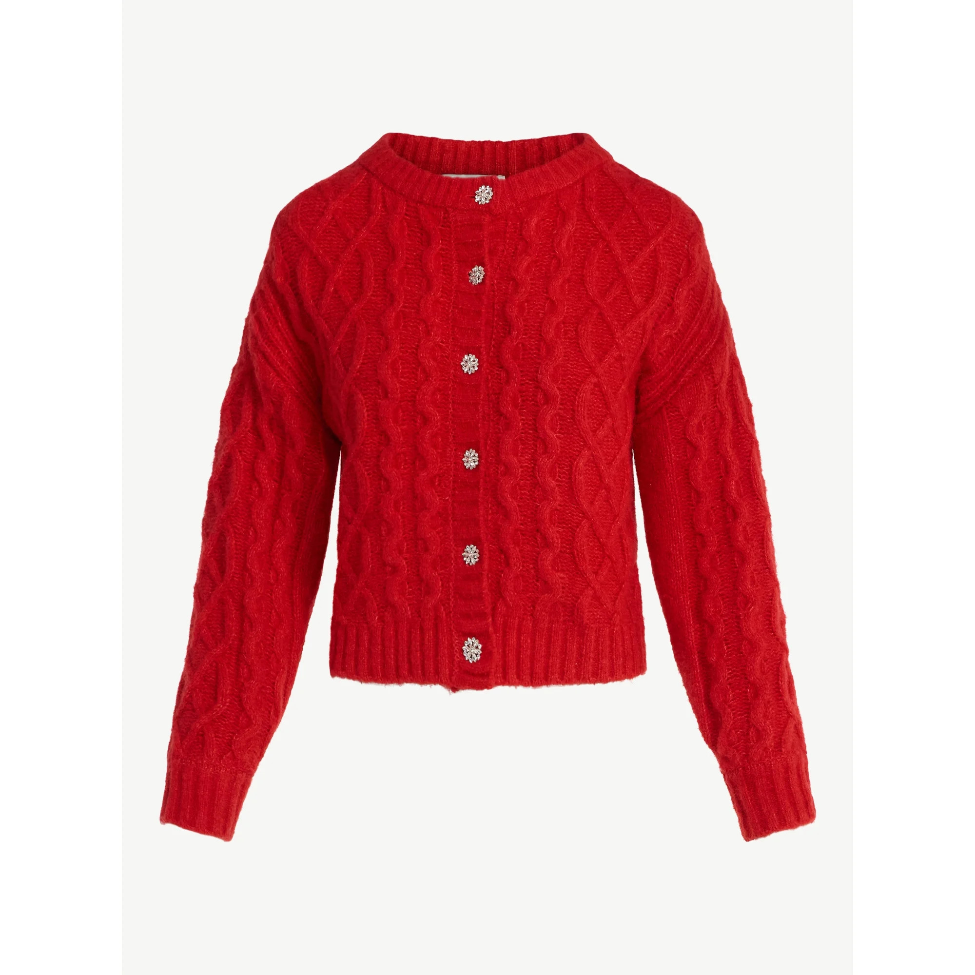 Free Assembly Women's and Women's Plus Cropped Cable Cardigan Sweater, Midweight, Sizes XS-4X | Walmart (US)