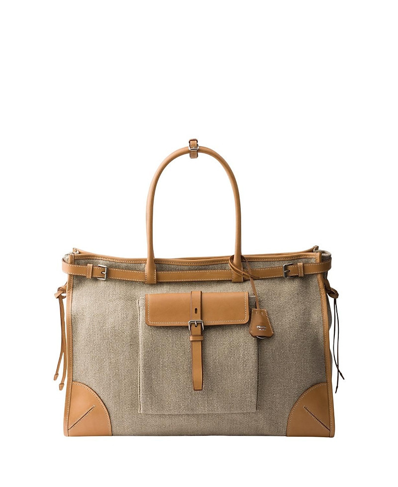 Prada Bonnie Linen And Leather Tote Bag | Bloomingdale's (US)