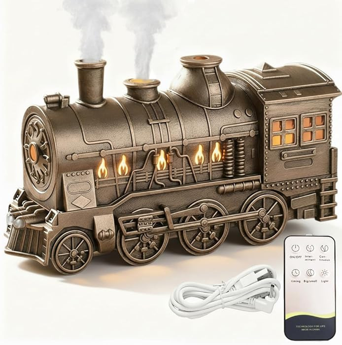 300ml Train Essential Oil Diffuser, 2 Color LED Vintage steam Christmas Train Aromatherapy Diffus... | Amazon (US)