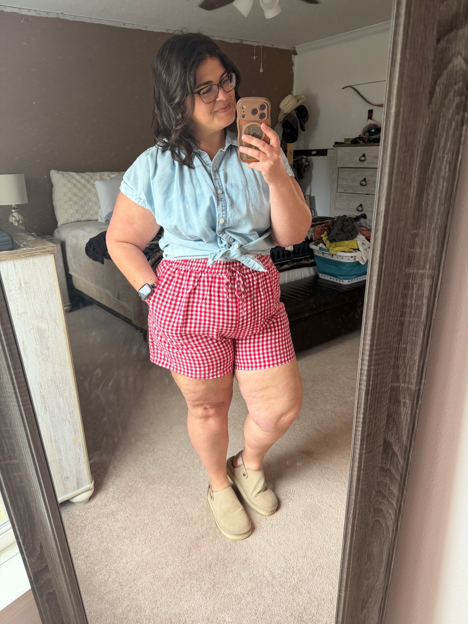 I’m loving the cap sleeve chambray blouse with these red gingham shorts! The perfect look for spring. 

The shirts old but the ANA shirt from JCPenney’s is the same brand/identical to this one. I’m in the large.
XXL for the shorts. 

#LTKootd #LTKMidsize
