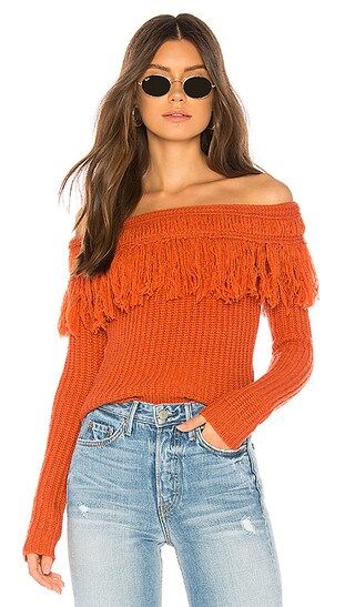 Tularosa Fringe Sweater in Rust | Revolve Clothing (Global)