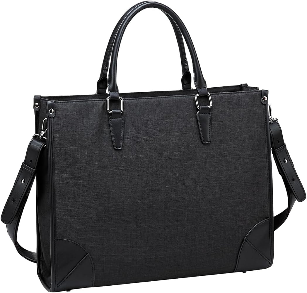 Kasqo Laptop Bag for Women 15.6 inch, PU Leather Work Tote Bag Water Resistant Computer Bag Brief... | Amazon (US)