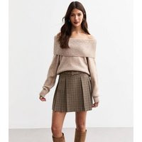 Brown Check Belted Box Pleat Mini Skirt New Look | New Look (UK)