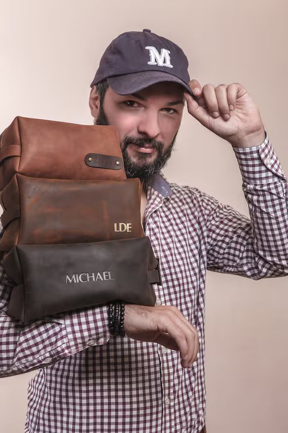 Mens toiletry bag, Monogram dopp kit, Shaving bag, 3rd leather anniversary gift for men | Etsy (US)