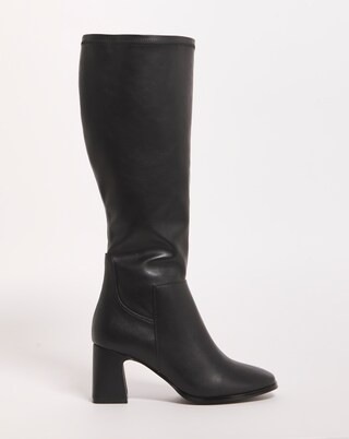 Brigid Stretch Heeled Boots Wide Fit Curvy Plus Calf | Simply Be (UK)