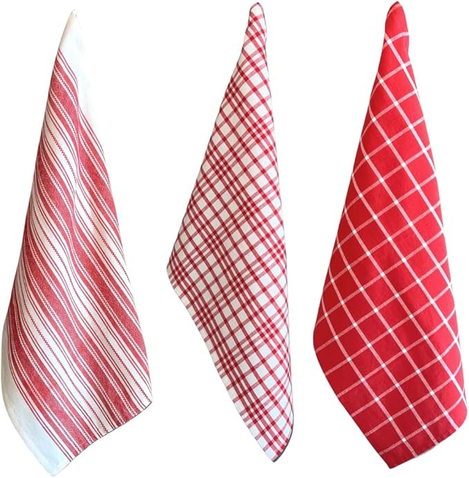 Cotton Kitchen Dish Towels, 18 x 26 Oversized, Set of 3, Absorbent Washing Drying Dishtowels for ... | Amazon (US)