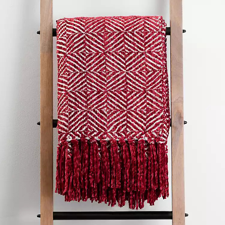 Red Diamond Chenille Throw | Kirkland's Home