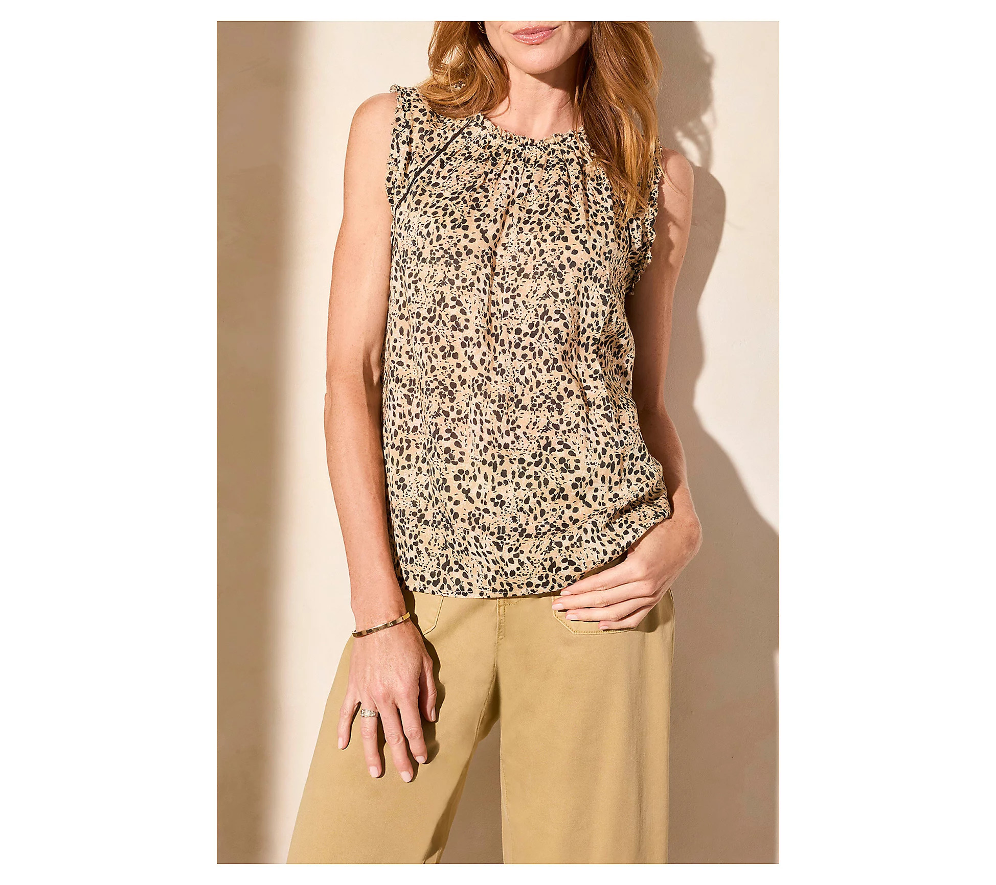 Tribal Printed Sleeveless Blouse With Crochet T rim | QVC