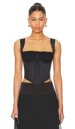 Ruched Cup Bustier Top in Black | Revolve Clothing (Global)