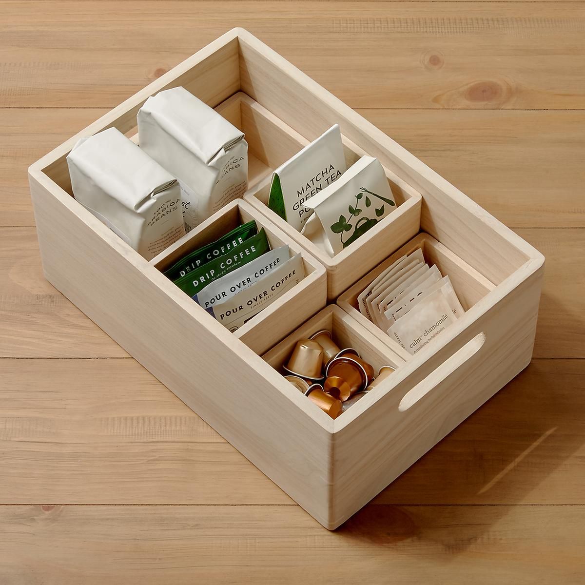THE HOME EDIT Wooden Large All-Purpose Bin Sand | The Container Store