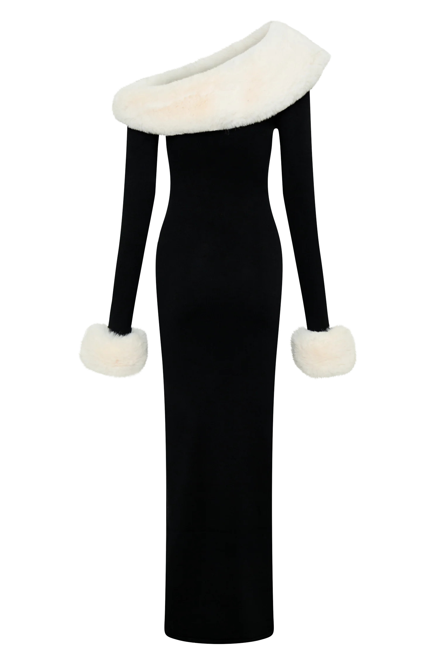 Karleigh Faux Fur Knit Maxi Dress - Black/White | MESHKI US