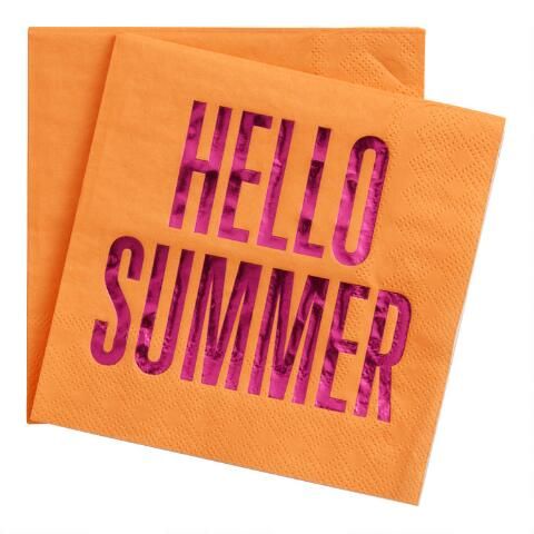 Orange Hello Summer Beverage Napkins 20 Count | World Market