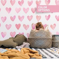 Watercolor Hearts Wall Decal, Heart Stickers, Kids Room Decor, Gift For | Etsy (US)