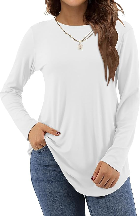 Amoretu Women's Long Sleeve Tunic Tops Casual Crew Neck Loose Shirts for Leggings | Amazon (US)