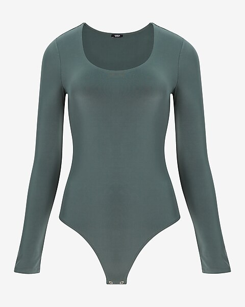 Body Contour Scoop Neck Double Layer Thong Bodysuit | Express