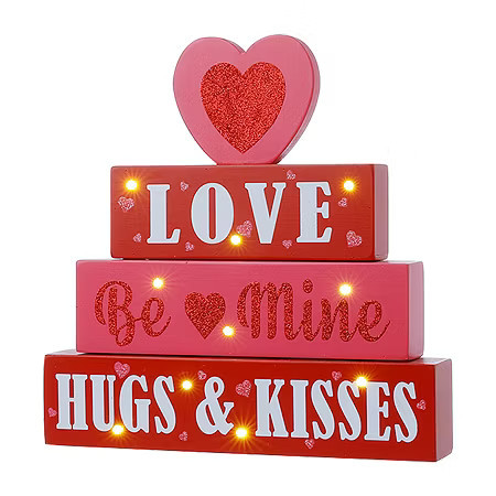 Glitzhome Lighted Valentines Day Tabletop Decor, One Size, Red | JCPenney