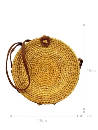 Bolso bandolera nuevo de paja tejido mini con redondo en forma de con vacación estilo | SHEIN