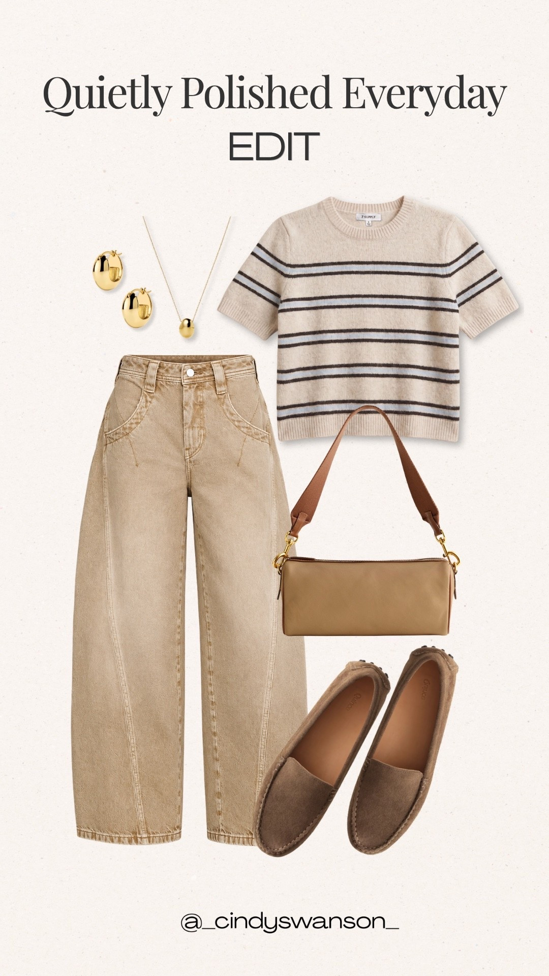 This striped knit sweater and neutral denim make such an easy everyday combination. I love the soft beige palette with the brown loafers and simple shoulder bag, it feels polished without being overdone, and each piece can easily be styled with other wardrobe favorites.

#LTKootd #LTKOver40