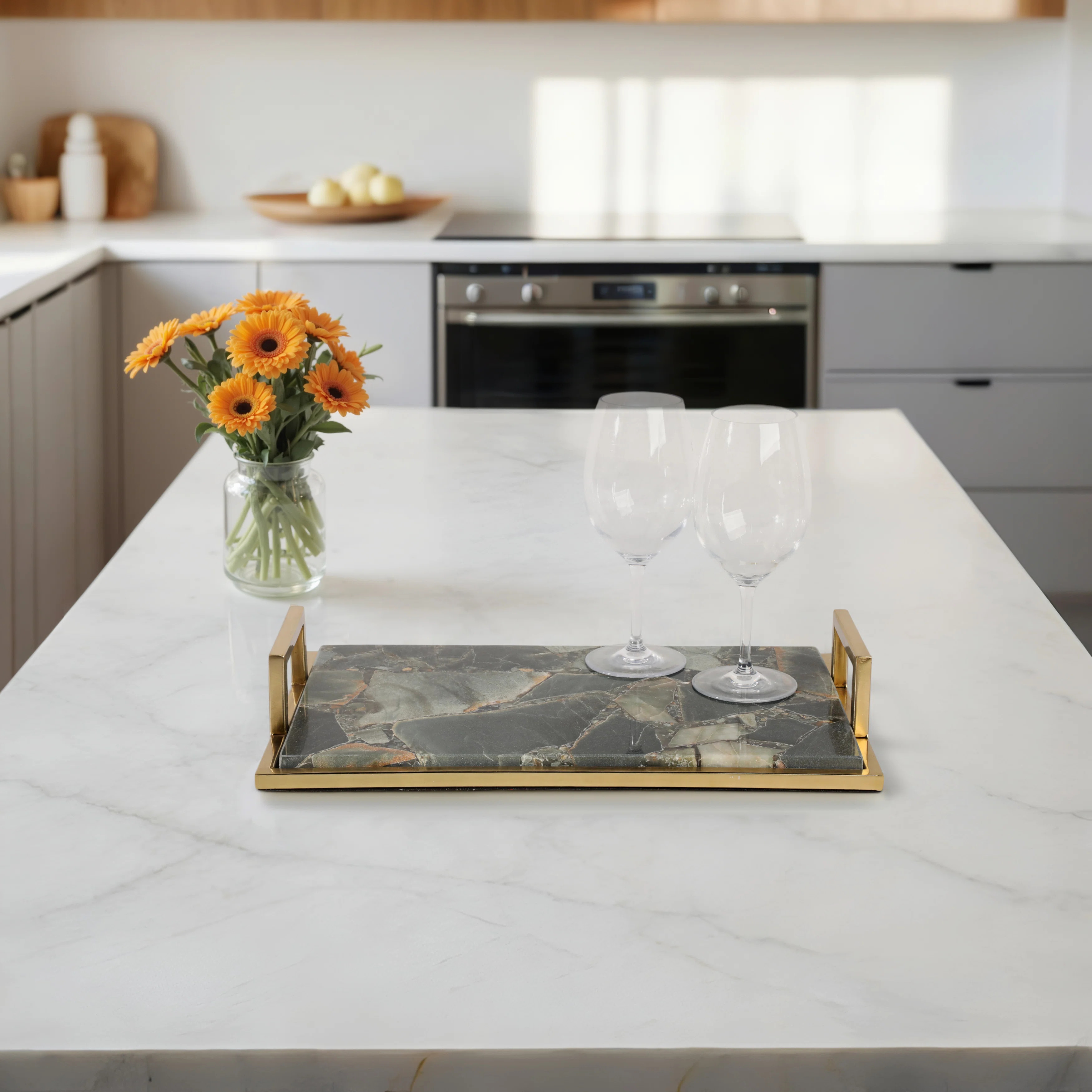 Everly Quinn Timor Green Agate Tray | Wayfair North America