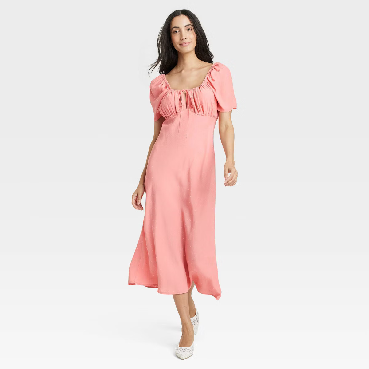 Women's Midi Sundress - A New Day™ Coral Polka Dots M | Target