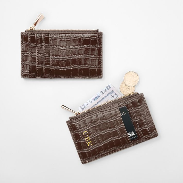 Embossed Croc Leather Zip Card Case​ | Mark and Graham