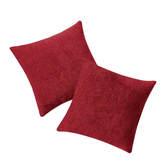 Mainstays Solid Chenille Decorative Pillow Set, Red, 18" x 18", 2 Pieces - Walmart.com | Walmart (US)