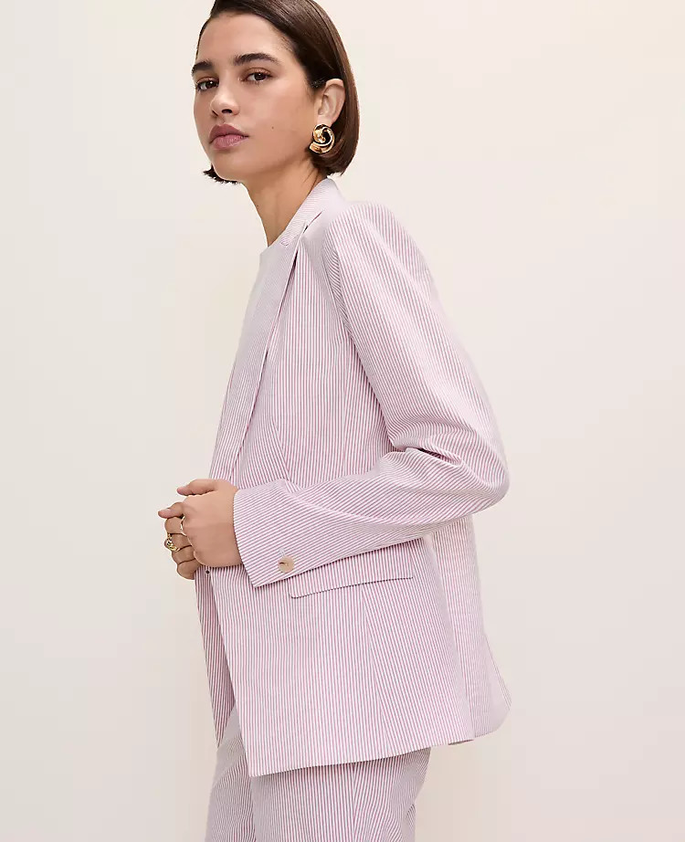 The One Button Blazer in Seersucker | Ann Taylor