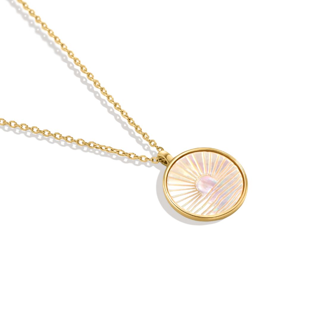 Mother of Pearl Sunrise Pendant Necklace | Mint & Lily