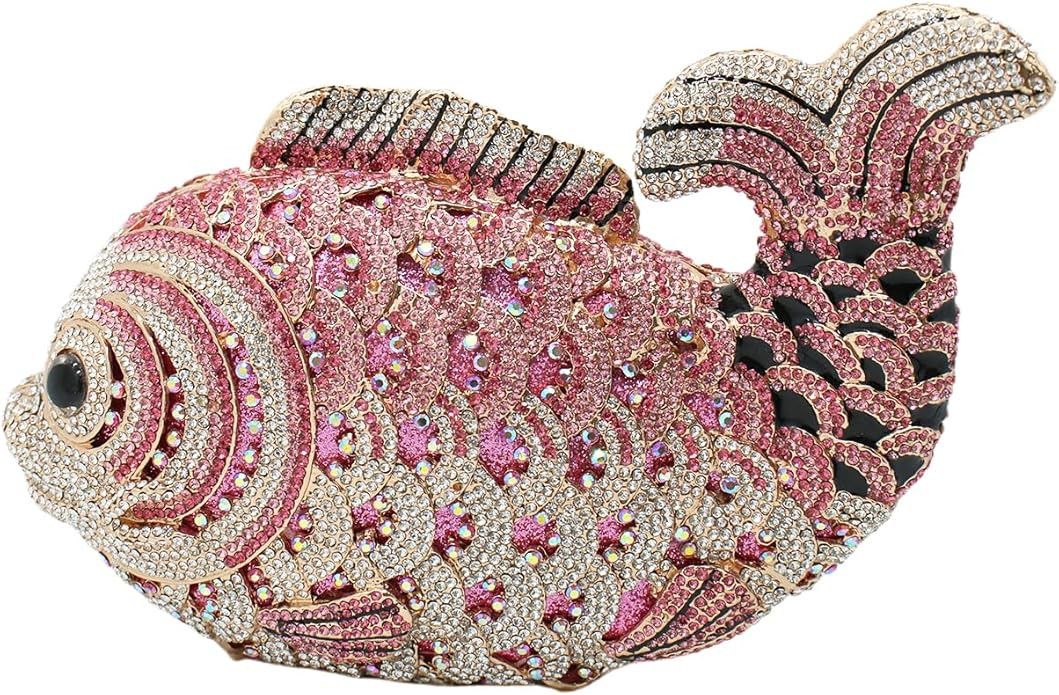 Women Mini Fish Clutch Luxury Rhinestones Purse Sparkling Banquet Handbag Wedding Party Clutch Ba... | Amazon (US)