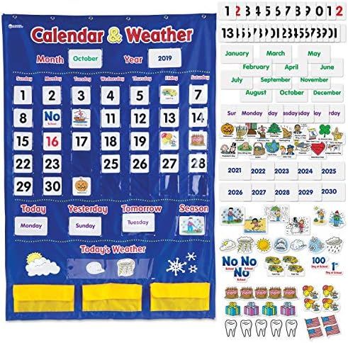 Learning Resources Calendar & Weather Pocket Chart - 136 Pieces School Calendar for Classrooms, C... | Amazon (US)