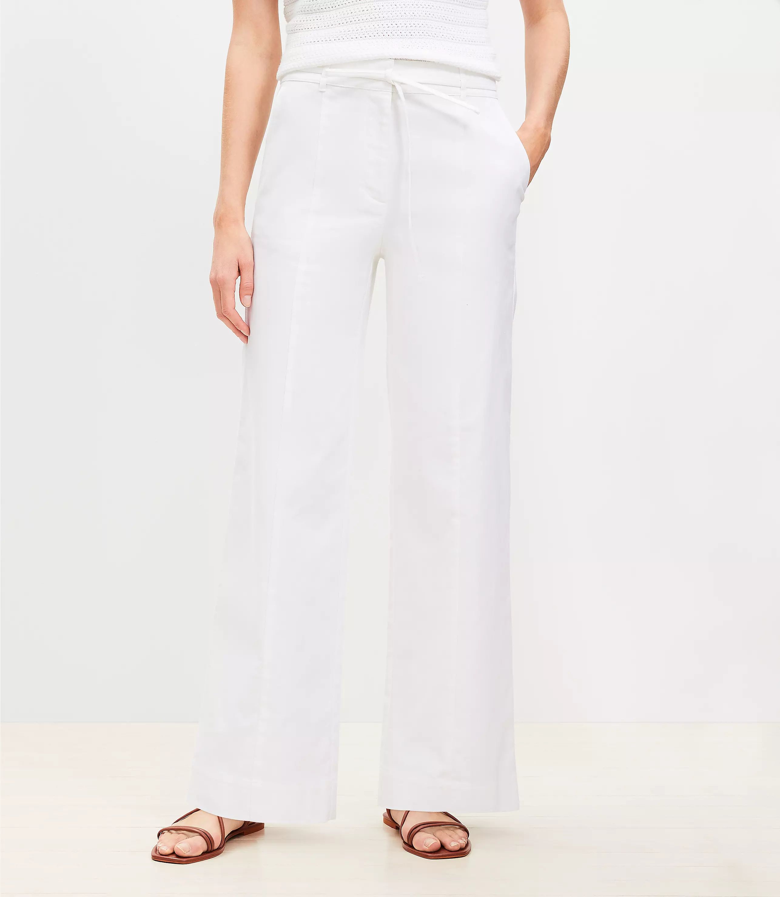 Cotton Linen Straight Pants | LOFT