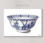 blue and white bowl, ceramic bowl art of watercolor painting, (NO FRAME), 5"x 7", 8"x 10", 9"x 12" a | Amazon (US)