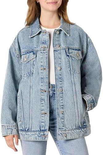 Amazon Essentials Women's Rigid Denim Oversized-Fit Trucker Jacket | Amazon (US)