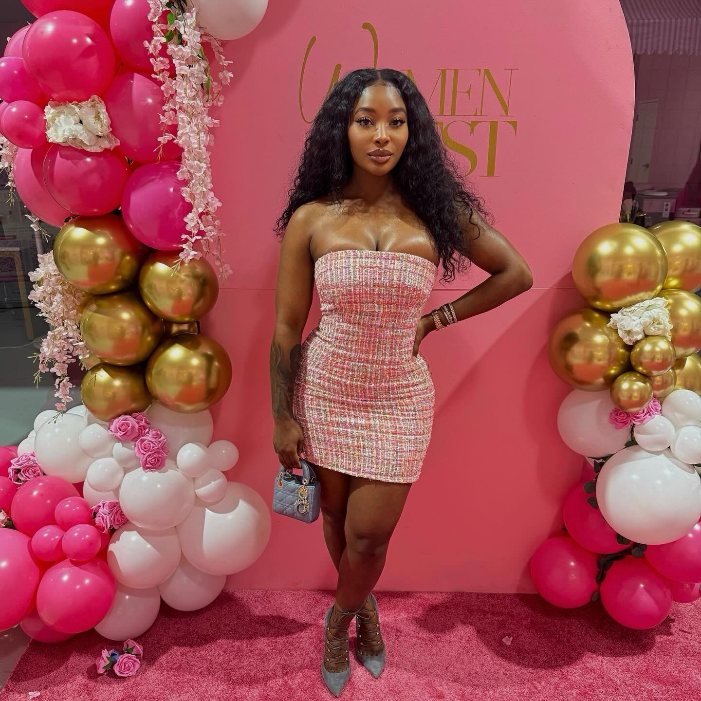 Hey y'all, it's been a minute! I hosted a Women's real estate brunch yesterday and the theme was pink. This is the outfit I wore, I wanted to give business but make it sexy. lol.

Dress is from Revolve, the brand is Superdown. It doesn't really have much stretch so I would size up, I have on a medium. Shoes are vintage Valentino that I have had since 2016, purse is a mini lady Dior. 

#LTKNYFW #LTKSeasonal #LTKFindsUnder100