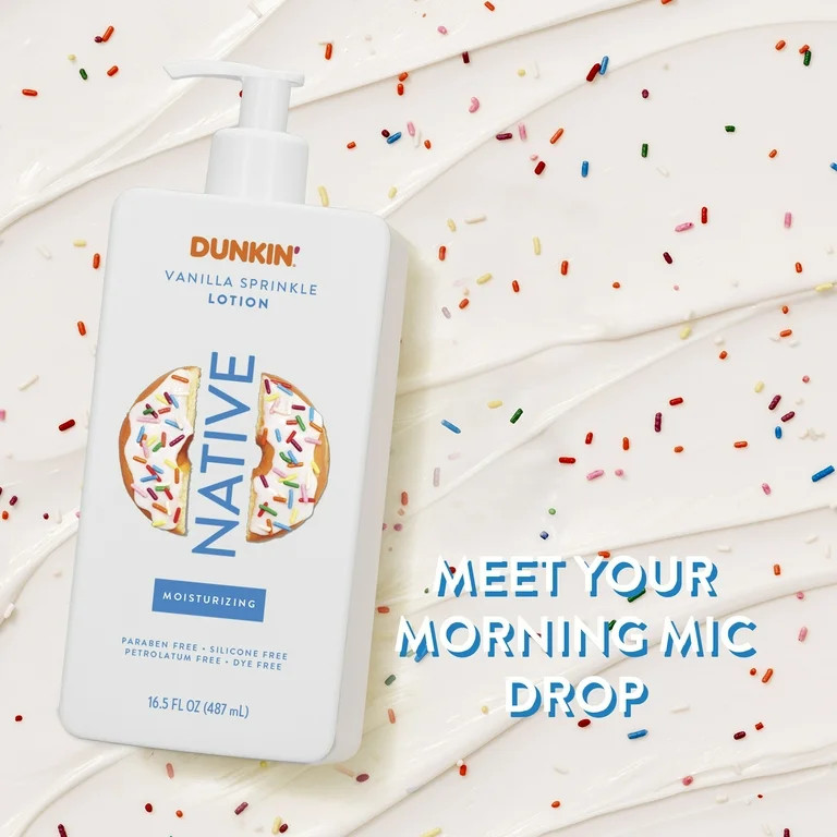 Native Dunkin' Moisturizing Body Lotion, Vanilla Sprinkle, 16.5 oz | Walmart (US)