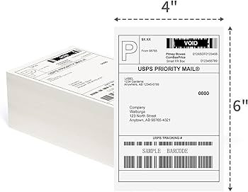 4"x 6" Direct Thermal Labels,1000 Labels/2 Stacks(500 Pcs per Stack), Fanfold Shipping Label Pape... | Amazon (US)