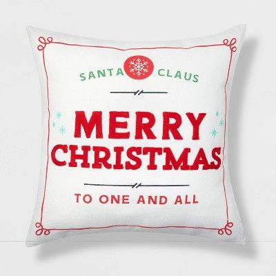 Merry Christmas Throw Pillow Reversible Red/White Stripes - Wondershop&#8482; | Target